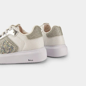 Tênis Infantil Bibi Glam Branco com Prata de Brilhos