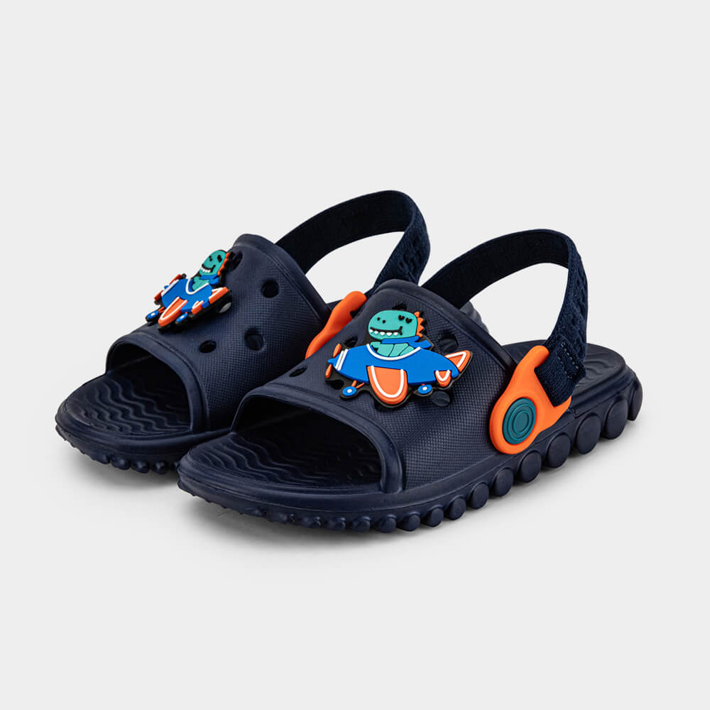 Chinelo Infantil Bibi Sun Slide Azul Marinho de Dino