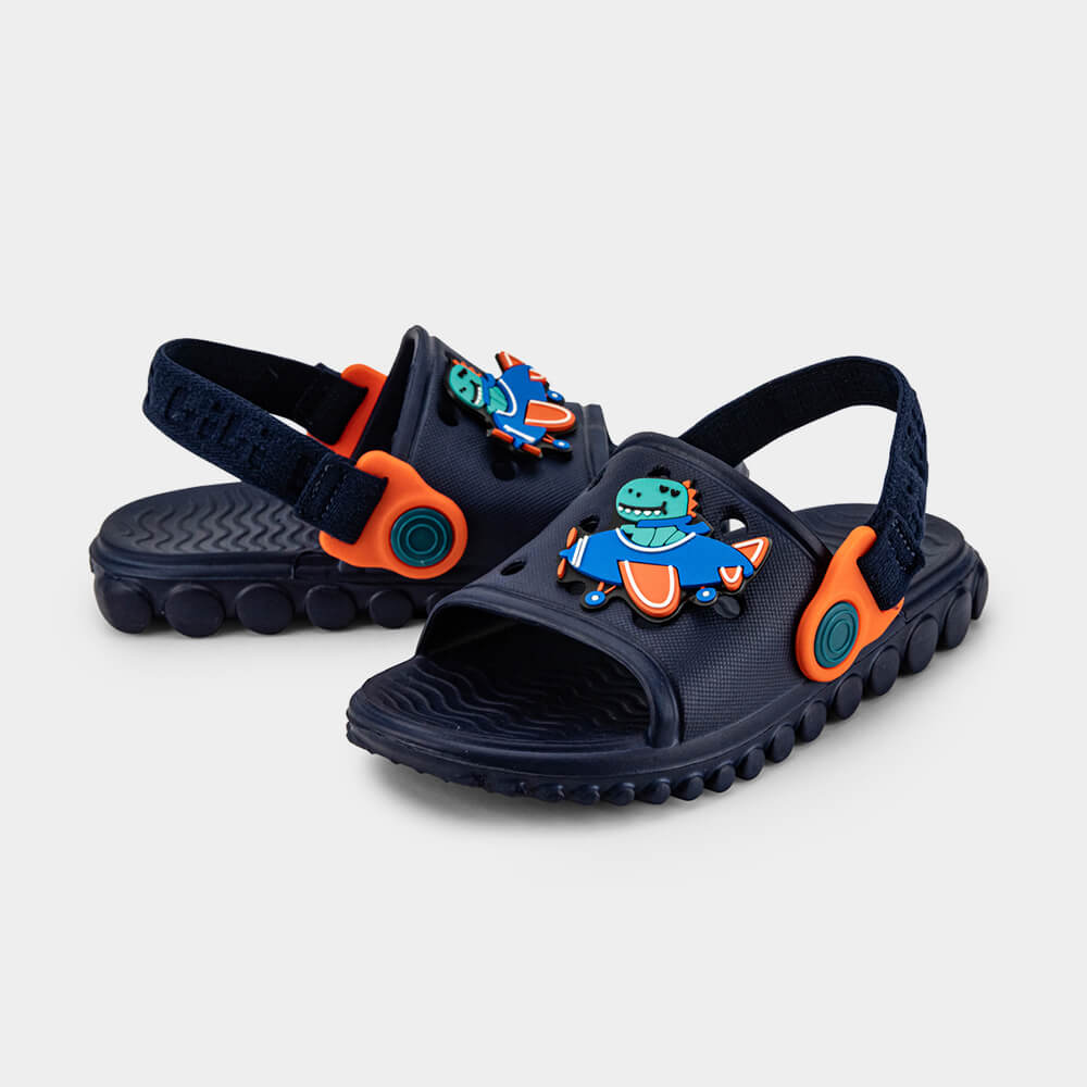 Chinelo Infantil Bibi Sun Slide Azul Marinho de Dino