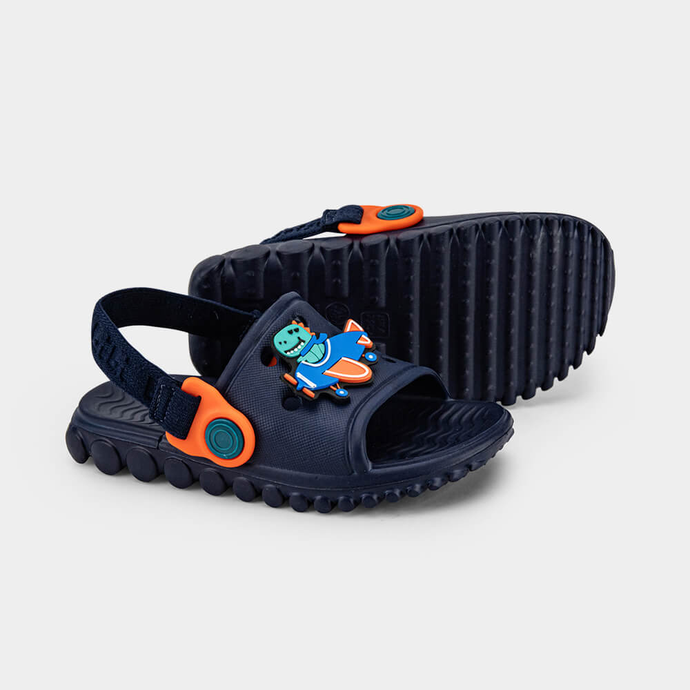 Chinelo Infantil Bibi Sun Slide Azul Marinho de Dino