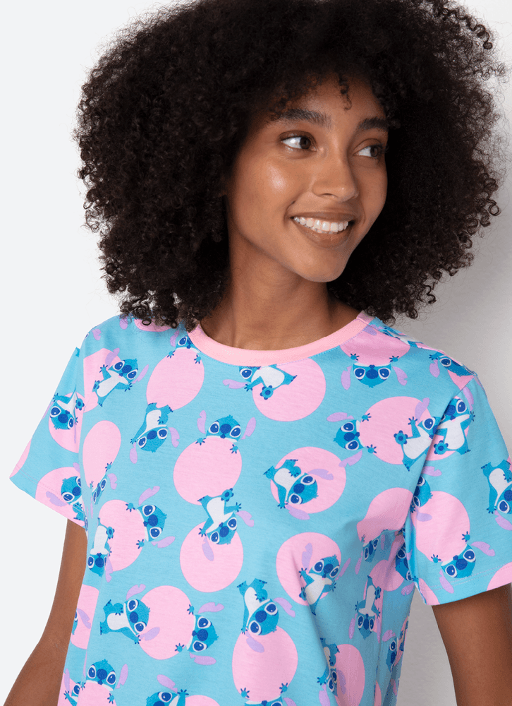 Camisola Manga Curta Algodão Feminina Stitch