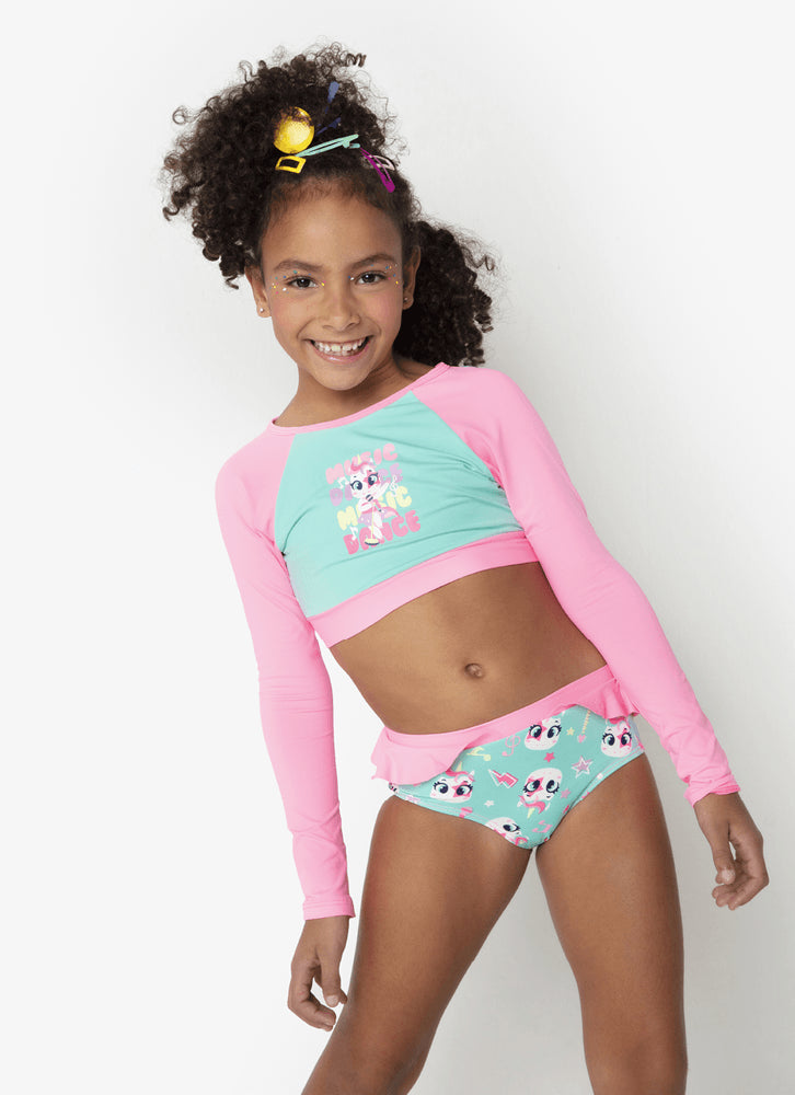 Conjunto Cropped Menina Unicornio PopStar